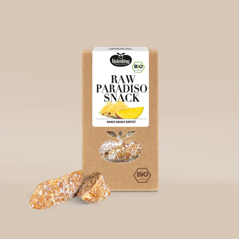 Keimling Naturkost (Bio) Raw Paradiso Snack Mango-Ananas 100g (Karton mit 6 Stück)