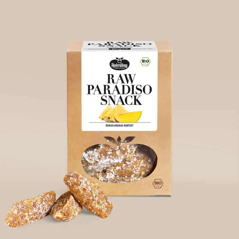 Keimling Naturkost (Bio) Raw Paradiso Snack Mango-Ananas 200 g (Karton mit 6 Stück)