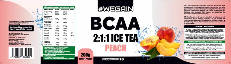 #Wegain - BCAA Powder Ice Tea Peach- 200 g