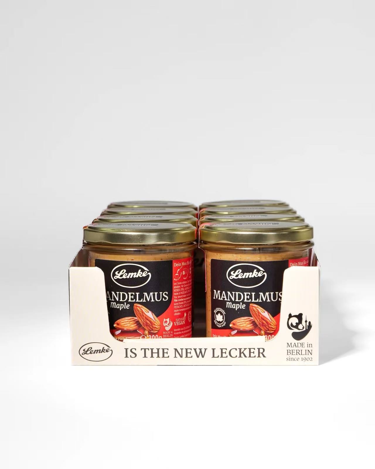 Lemke - Mandelmus Maple - Mandelpaste mit Ahornzucker - 300g (8 Stück je Karton)