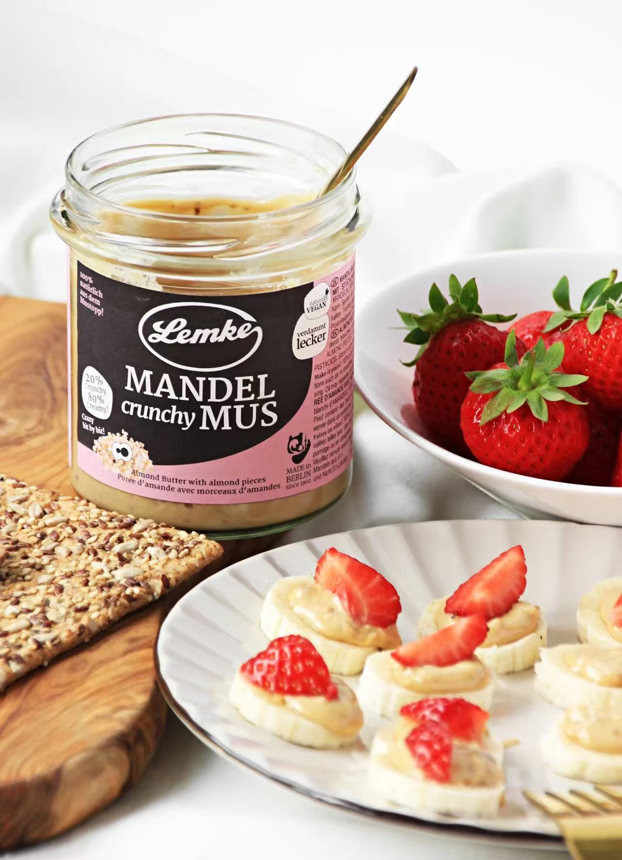 Lemke - Crunchy Mandelmus - 300g (8 Stück je Karton)