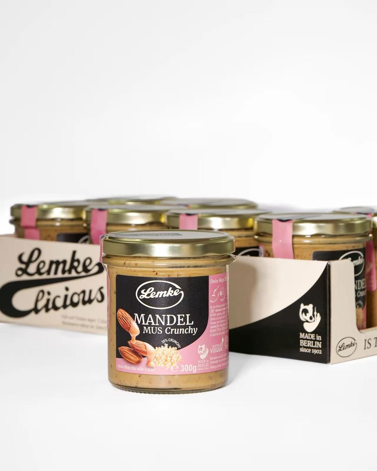 Lemke - Crunchy Mandelmus - 300g (8 Stück je Karton)