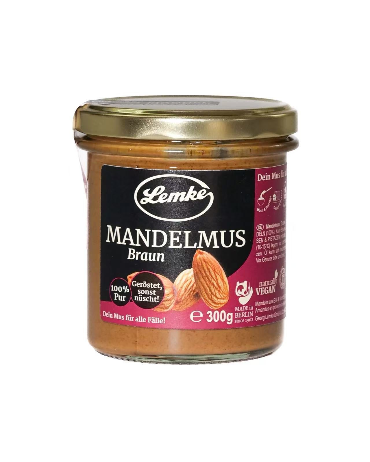 Lemke - Braunes Mandelmus - 300g (8 Stück je Karton)