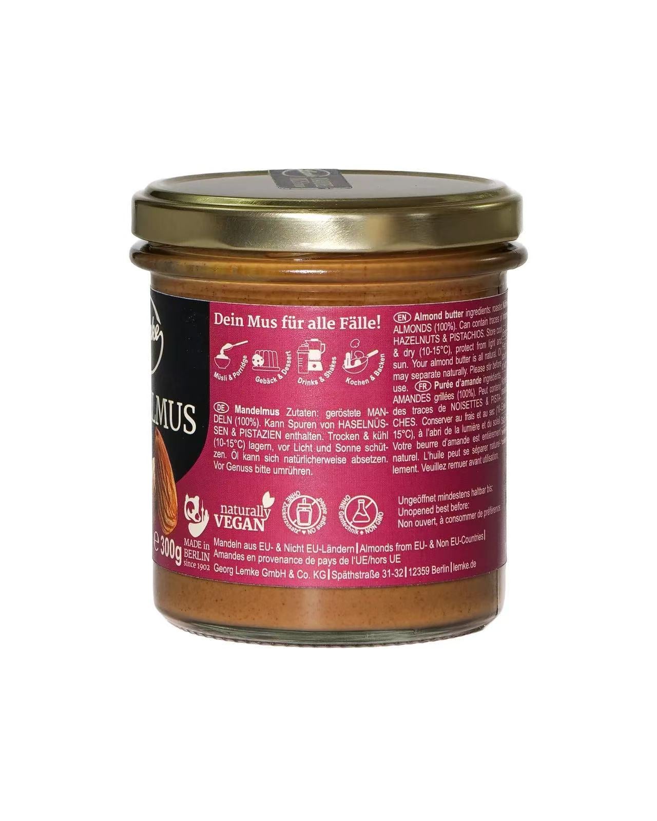 Lemke - Braunes Mandelmus - 300g (8 Stück je Karton)