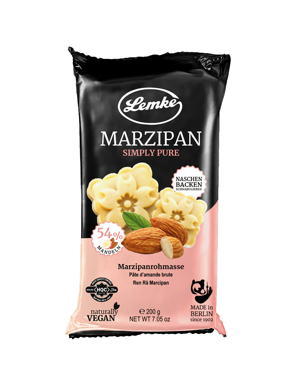 Lemke - Marzipan Simply Pure - 200g (14 Stück je Karton)