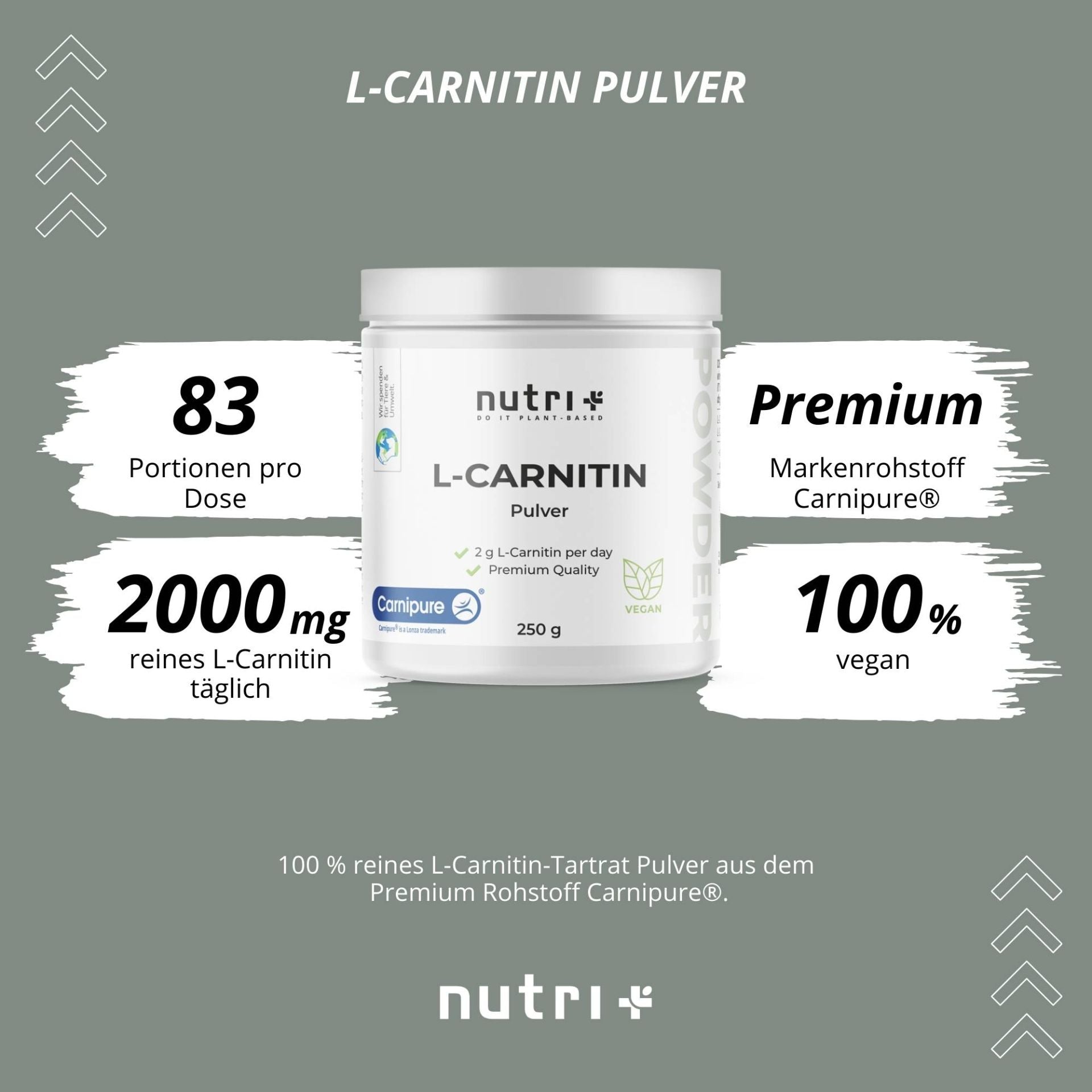 Nutri+ - L-Carnitin Pulver (Carnipure®) - 250g