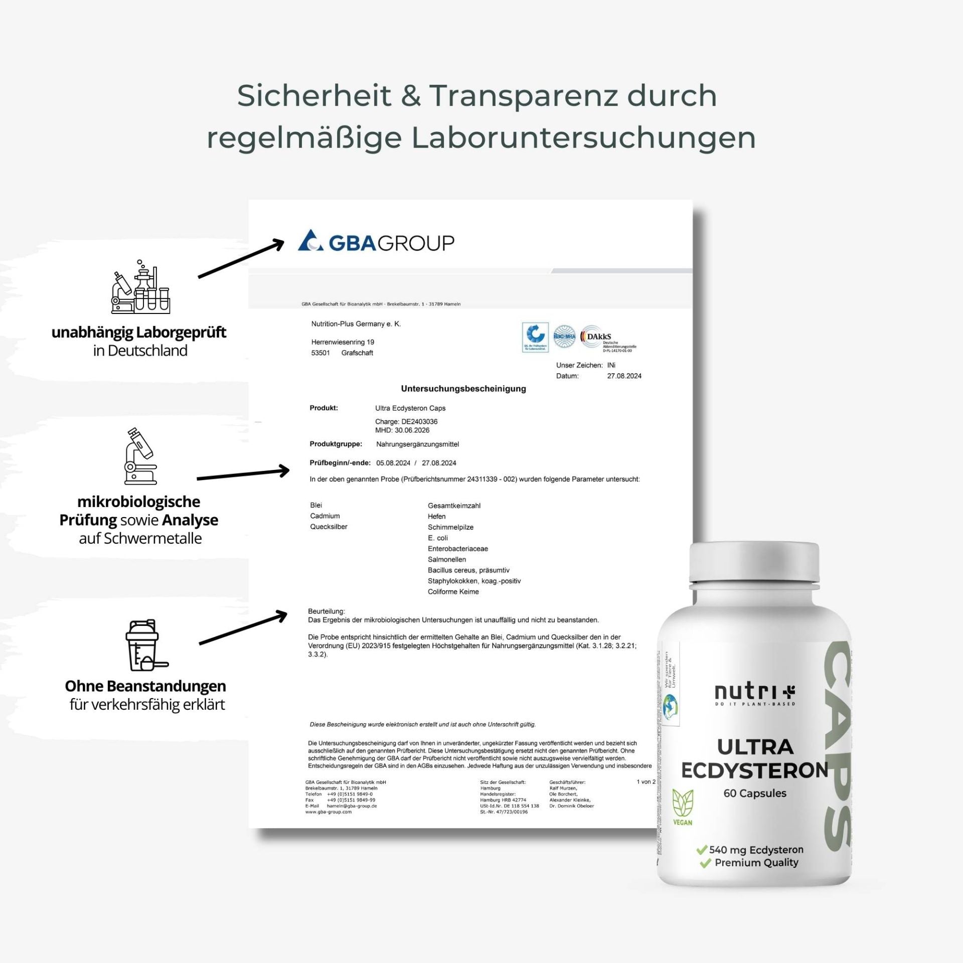 Nutri+ - Ultra Ecdysteron Kapseln + Leucin - 60 Kapseln