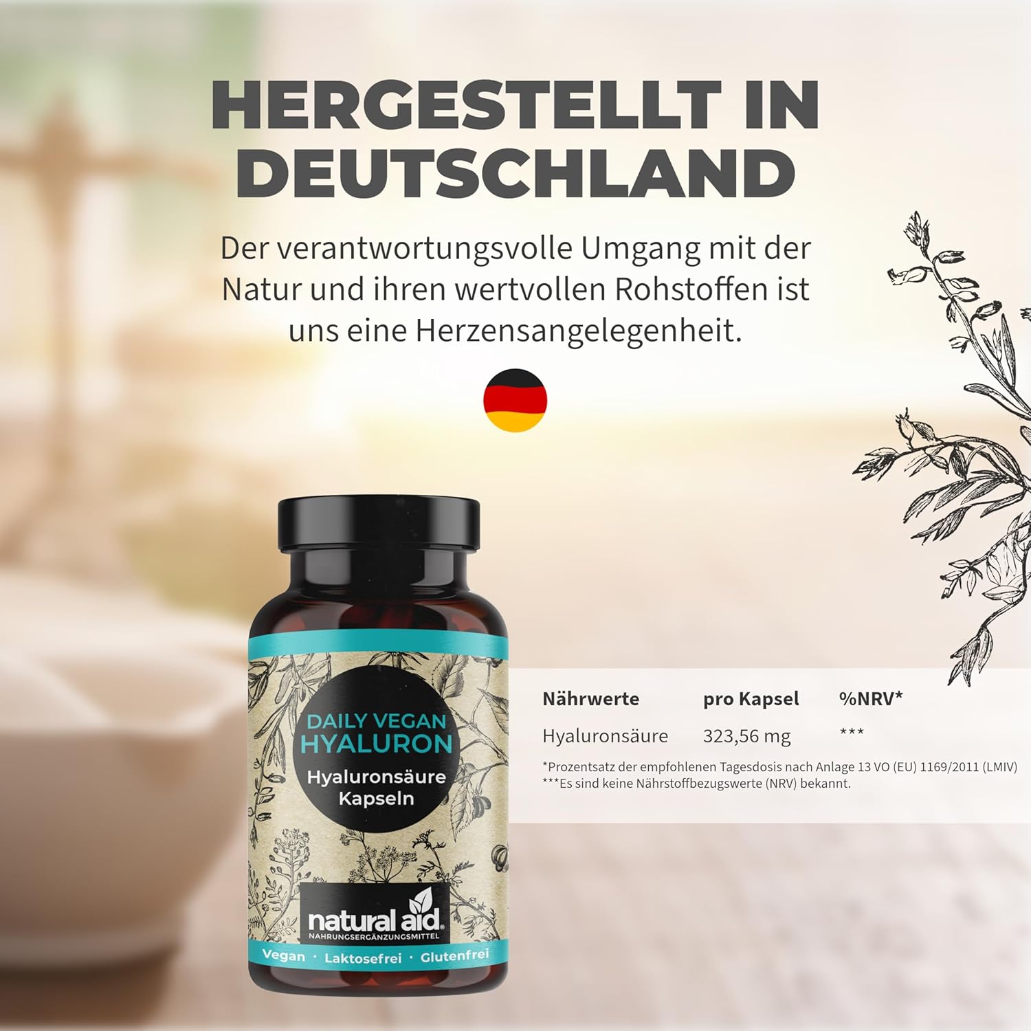 Natural Aid - Daily Vegan Hyaluronic - 90 Kapseln