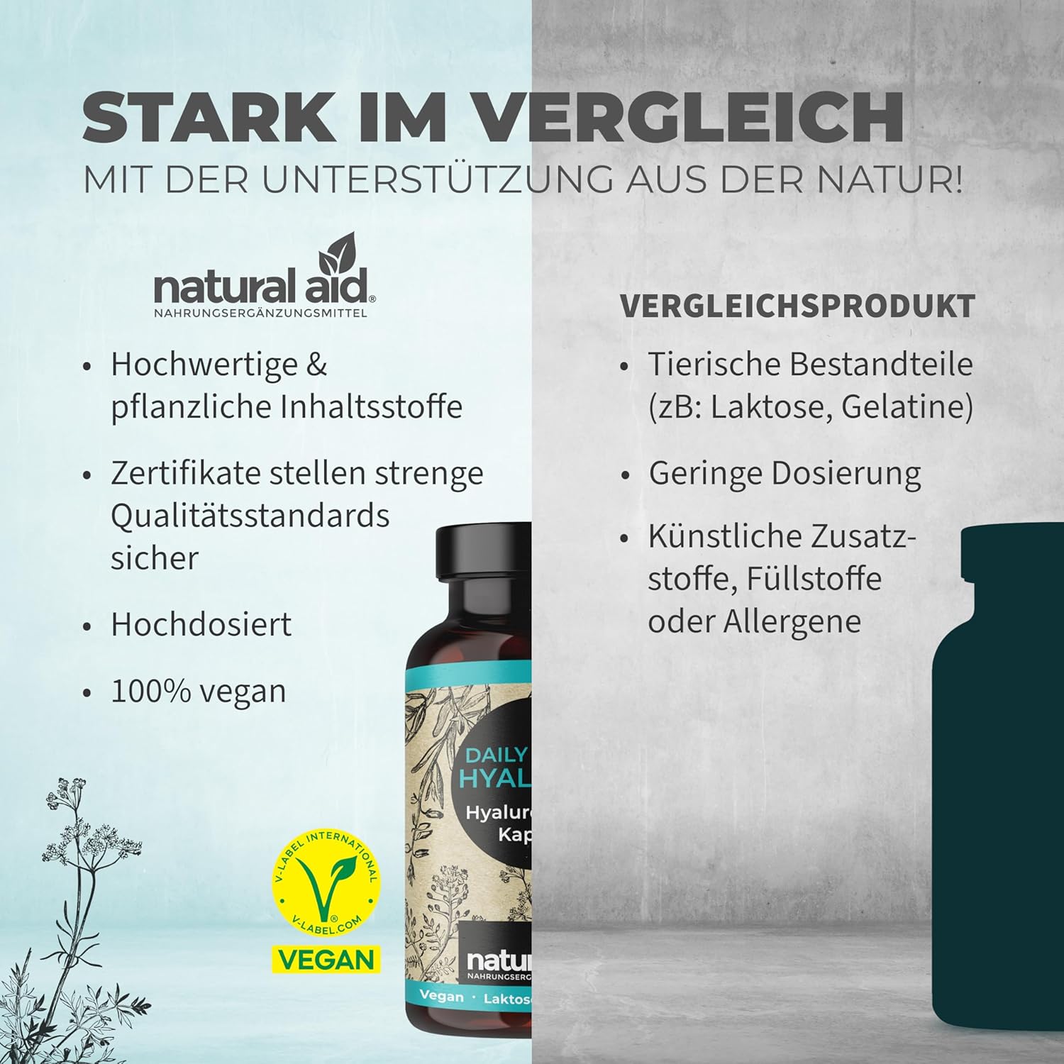 Natural Aid - Daily Vegan Hyaluronic - 90 Kapseln