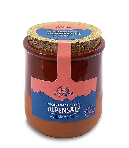 Essenz der Alpen - Pfannengesiedetes Alpensalz, unjodiert, 90g (Karton mit 6 Stück)