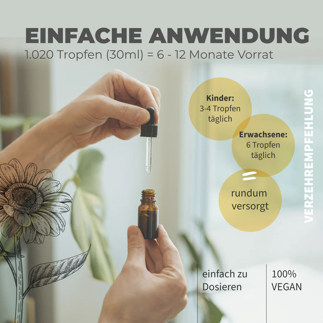 Natural Aid - Daily Vegan D3+K2 - 30 ml
