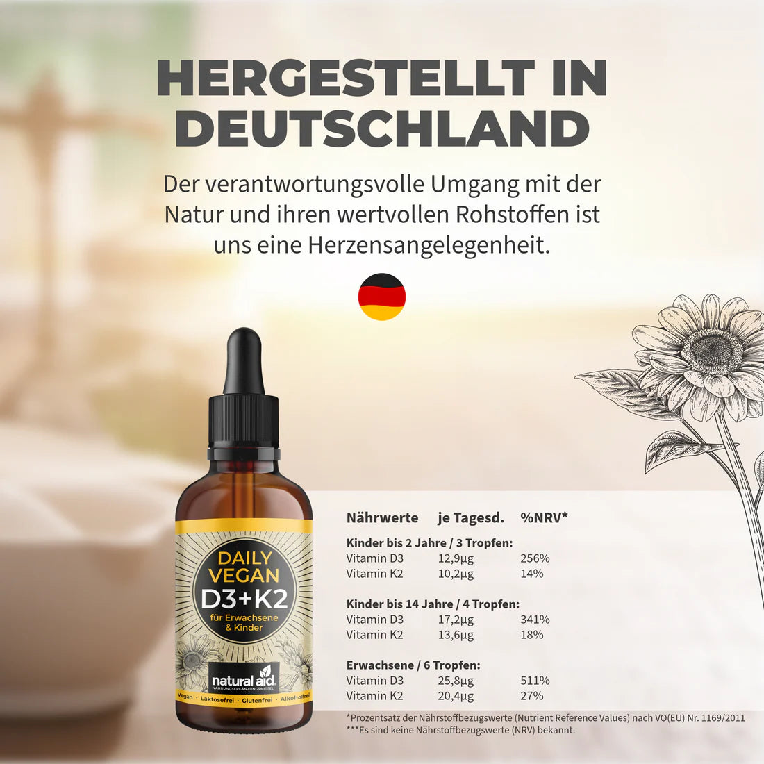 Natural Aid - Daily Vegan D3+K2 - 30 ml
