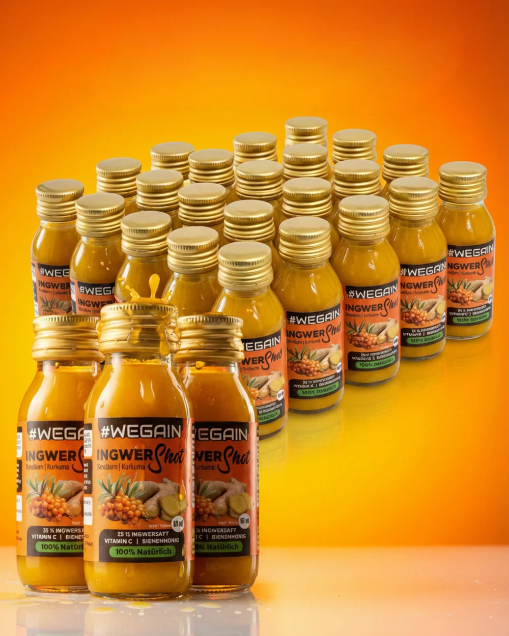 #Wegain - Ingwer Shot Kurkuma, Sanddorn, Honig und Zitrone - 60ml - 24 er Tray