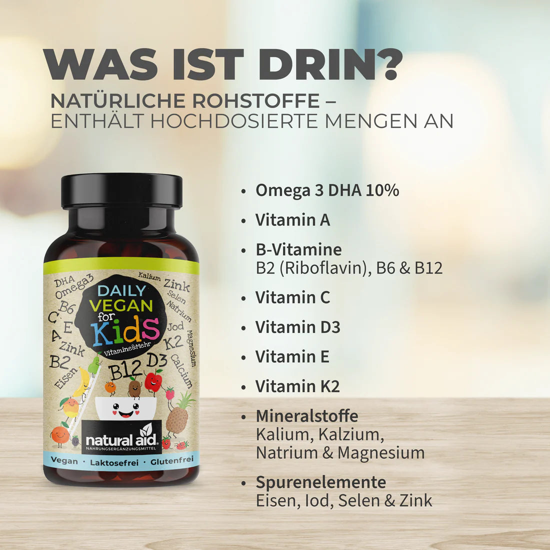 Natural Aid - Daily Vegan for Kids - 120 Kapseln