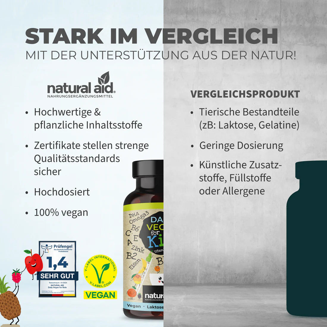 Natural Aid - Daily Vegan for Kids - 120 Kapseln
