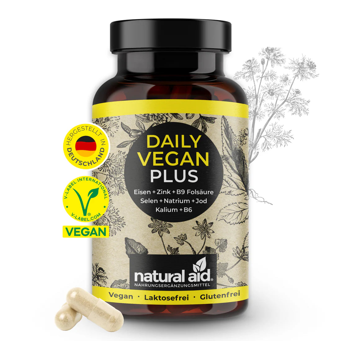 Natural Aid - Daily Vegan PLUS - 120 Kapseln