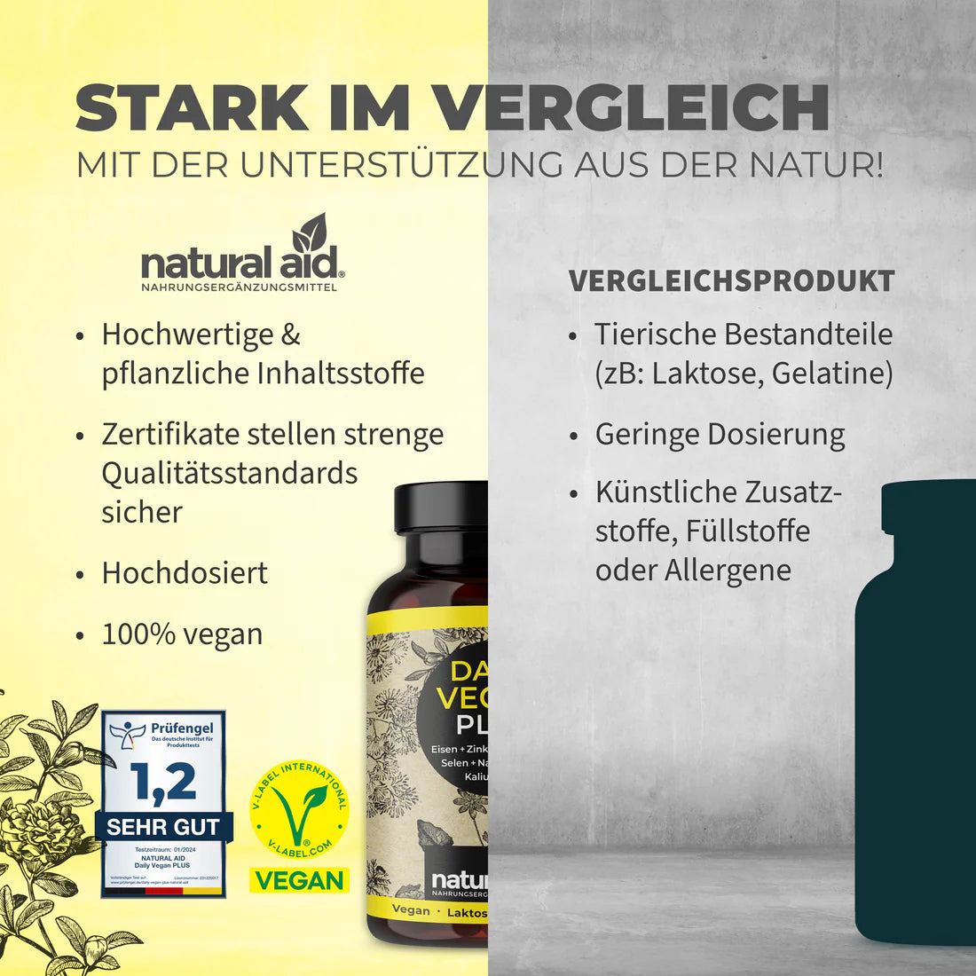 Natural Aid - Daily Vegan PLUS - 120 Kapseln