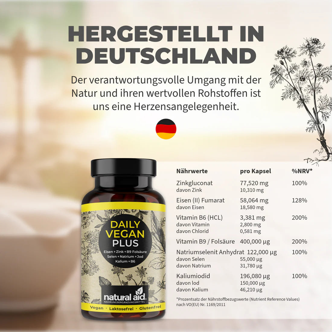 Natural Aid - Daily Vegan PLUS - 120 Kapseln