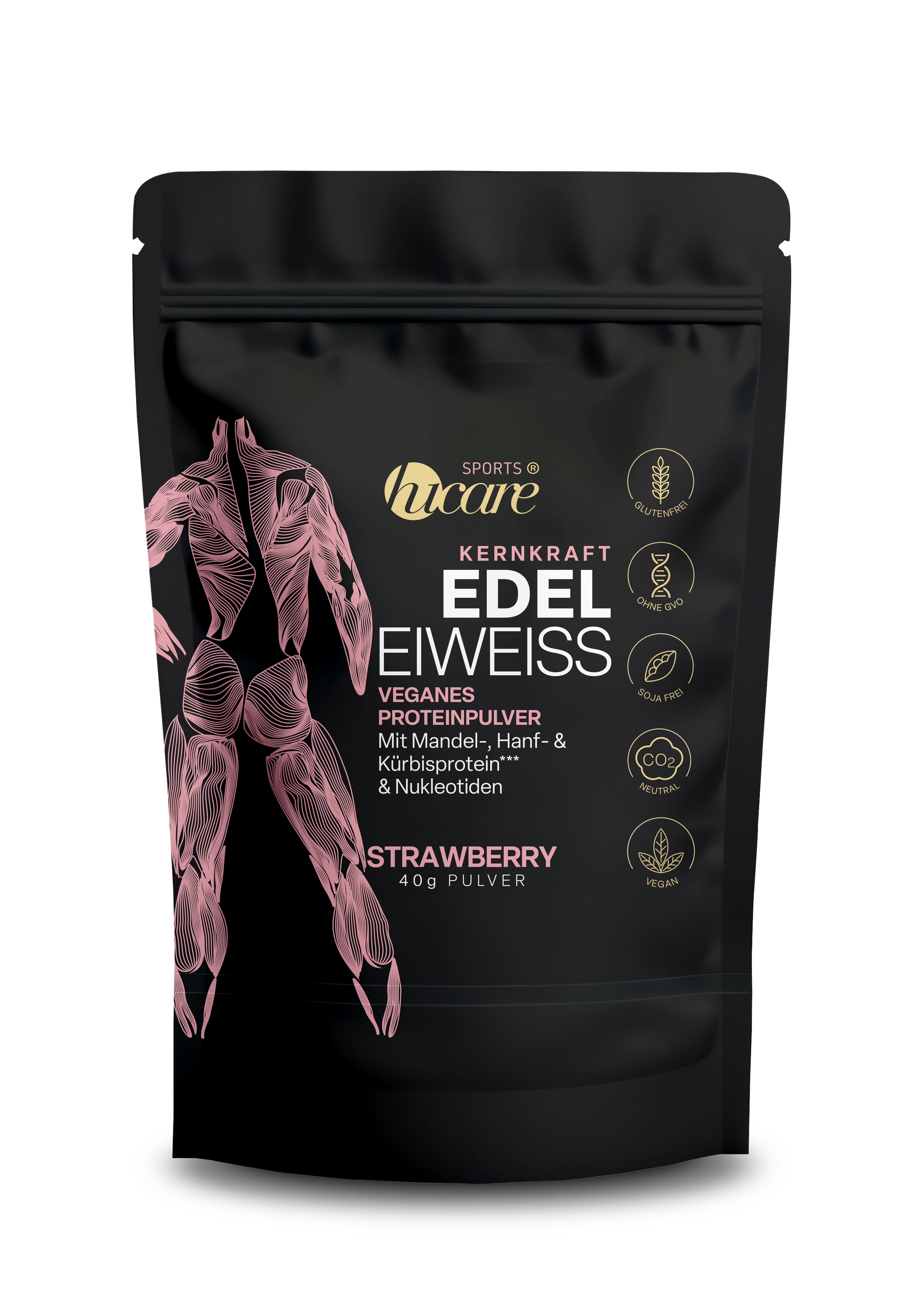 HuCare - EDEL EIWEISS STRAWBERRY – 40 g (Tray à 10 Stück)