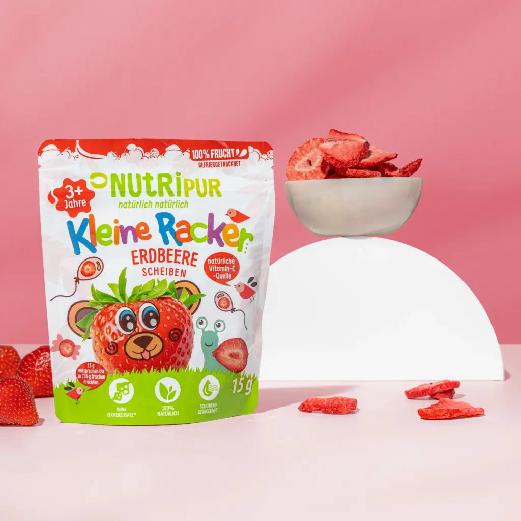 Nutripur Gefriergetrocknete Früchte, Kleine Racker – Erdbeere - 15 g (15 Tüten)