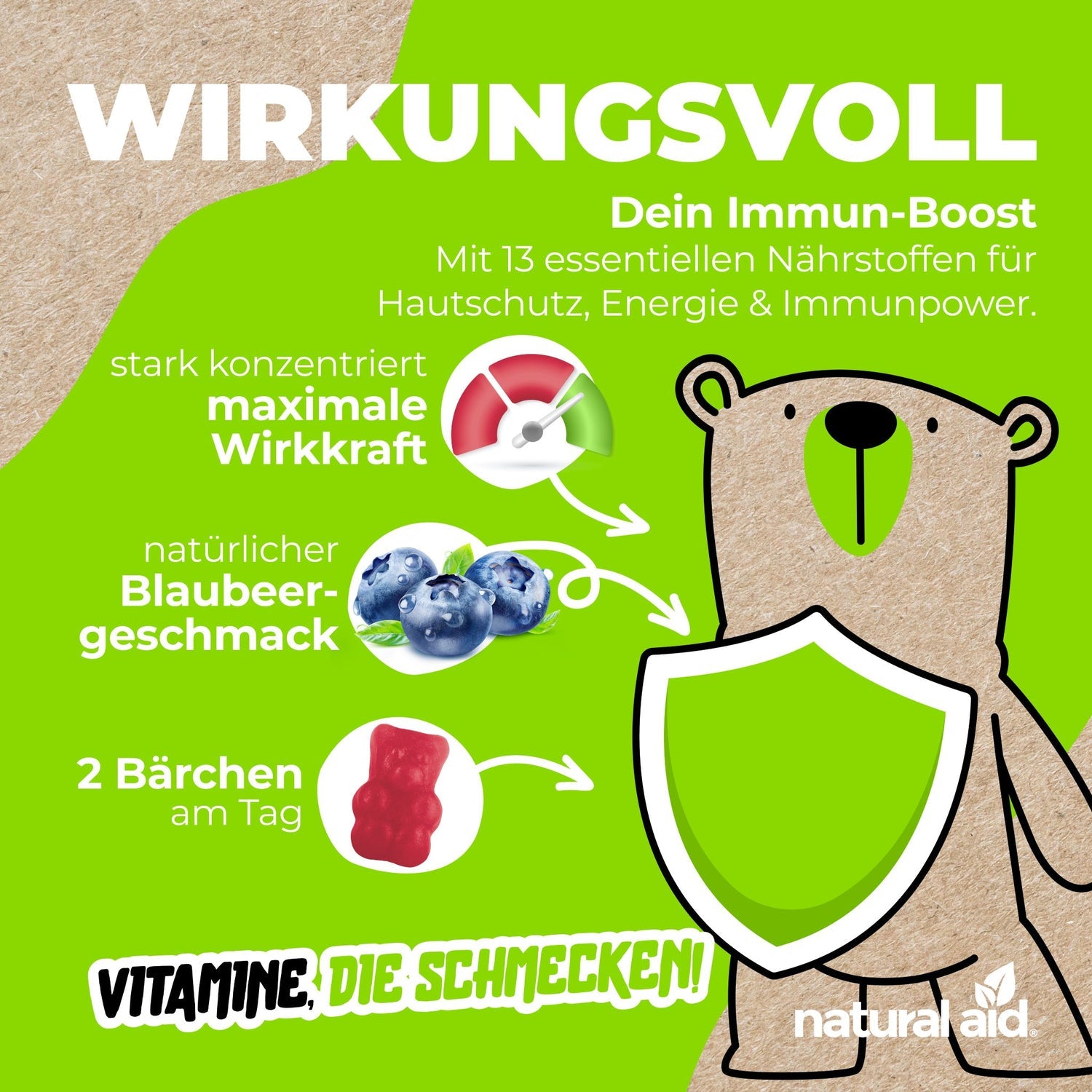 Natural Aid - Multivitamin Gummies - 60 Bärchen