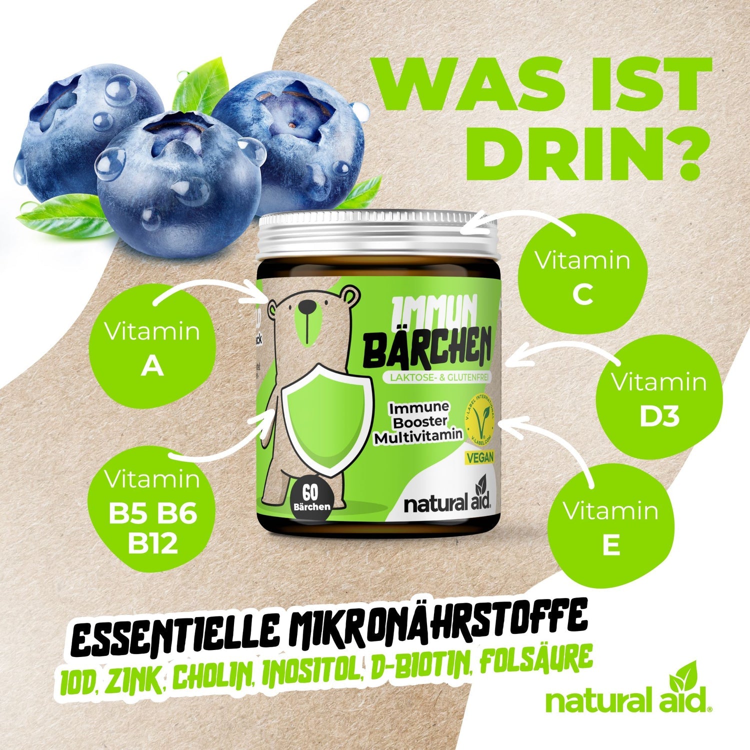 Natural Aid - Multivitamin Gummies - 60 Bärchen