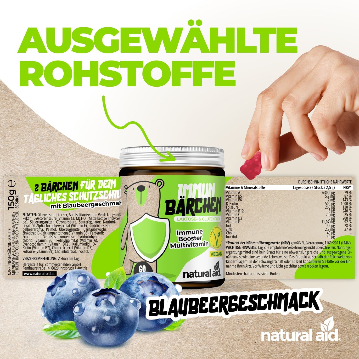 Natural Aid - Multivitamin Gummies - 60 Bärchen