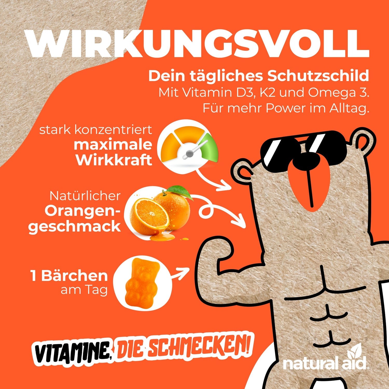 Natural Aid - Vitamin D3 Gummies - 60 Bärchen