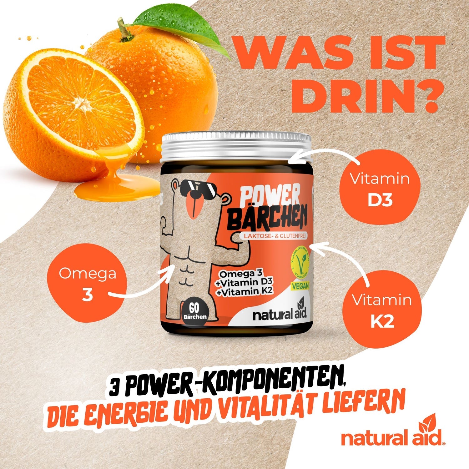 Natural Aid - Vitamin D3 Gummies - 60 Bärchen