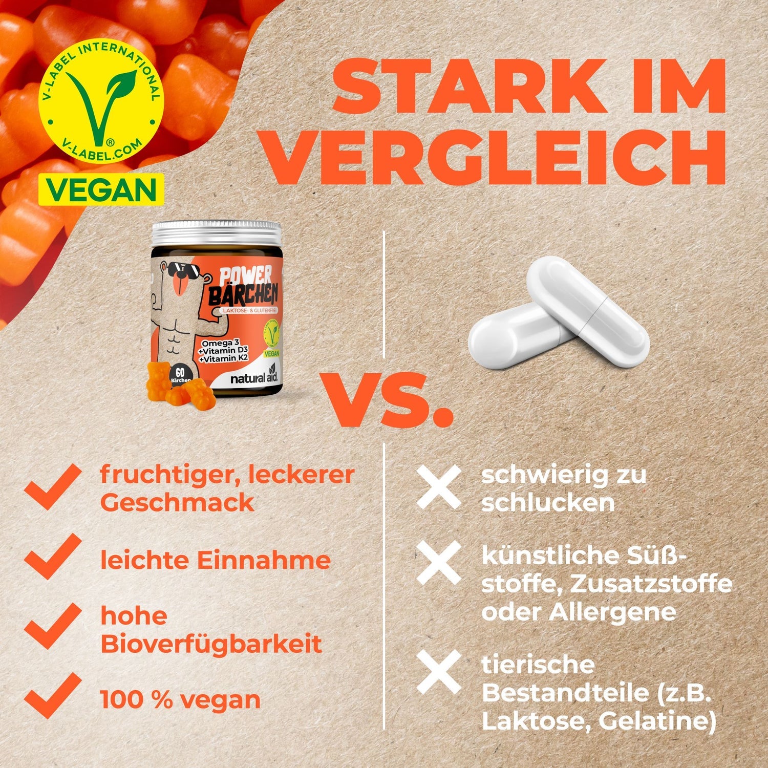 Natural Aid - Vitamin D3 Gummies - 60 Bärchen