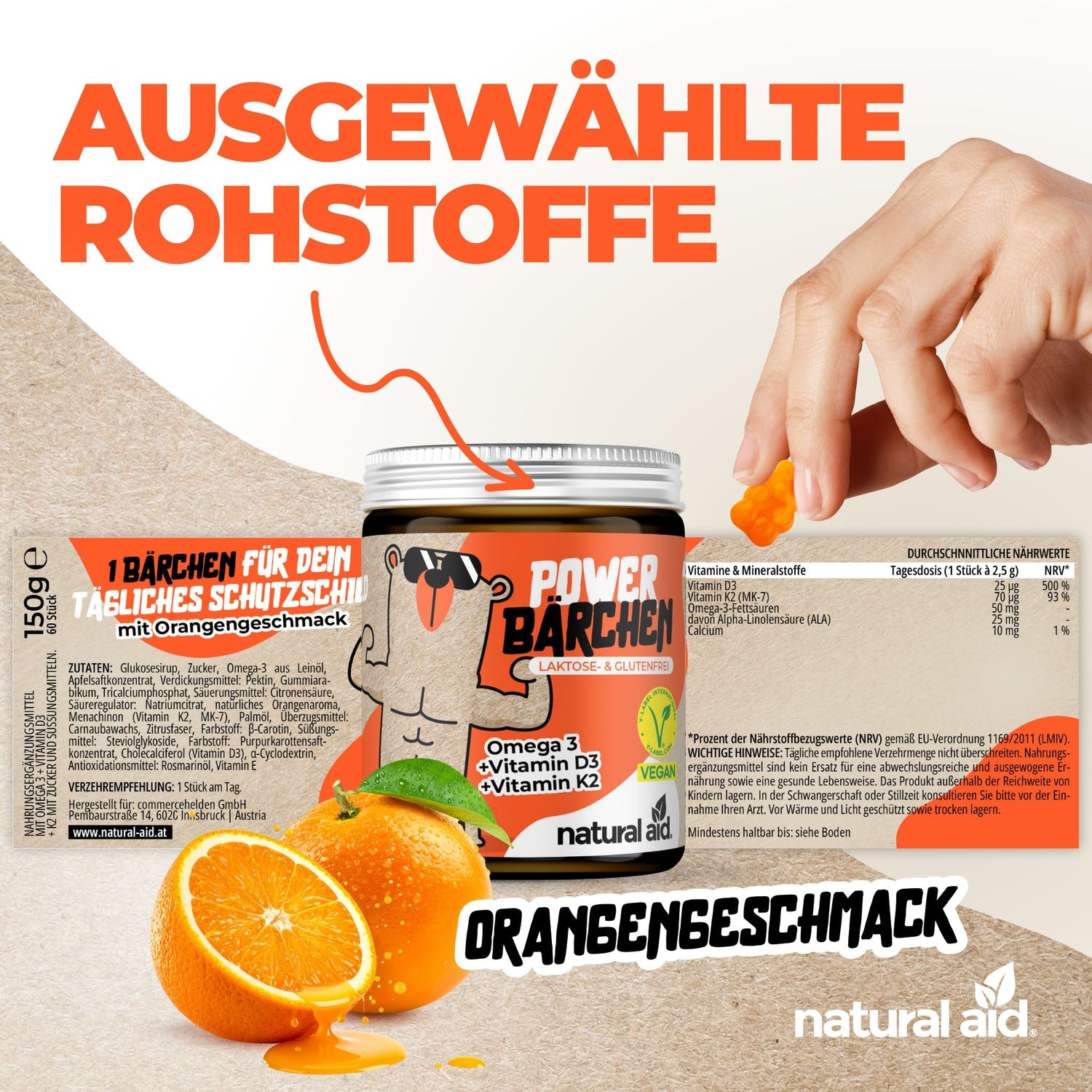 Natural Aid - Vitamin D3 Gummies - 60 Bärchen