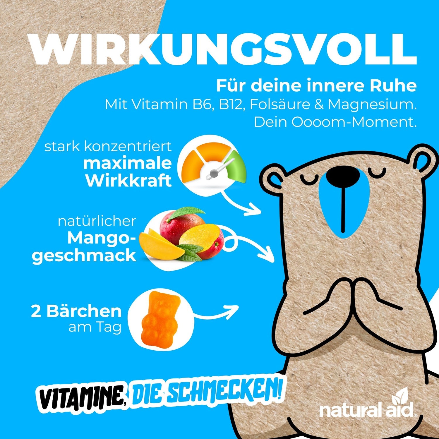 Natural Aid - Vitamin B+Magnesium Gummies - 60 Bärchen