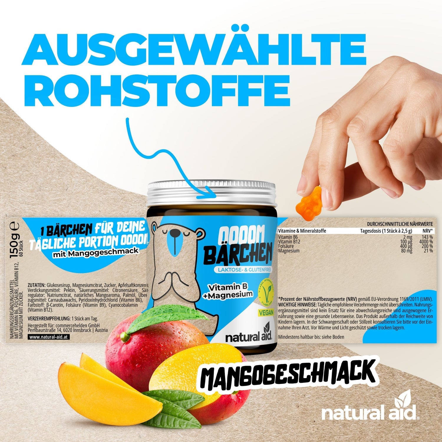 Natural Aid - Vitamin B+Magnesium Gummies - 60 Bärchen