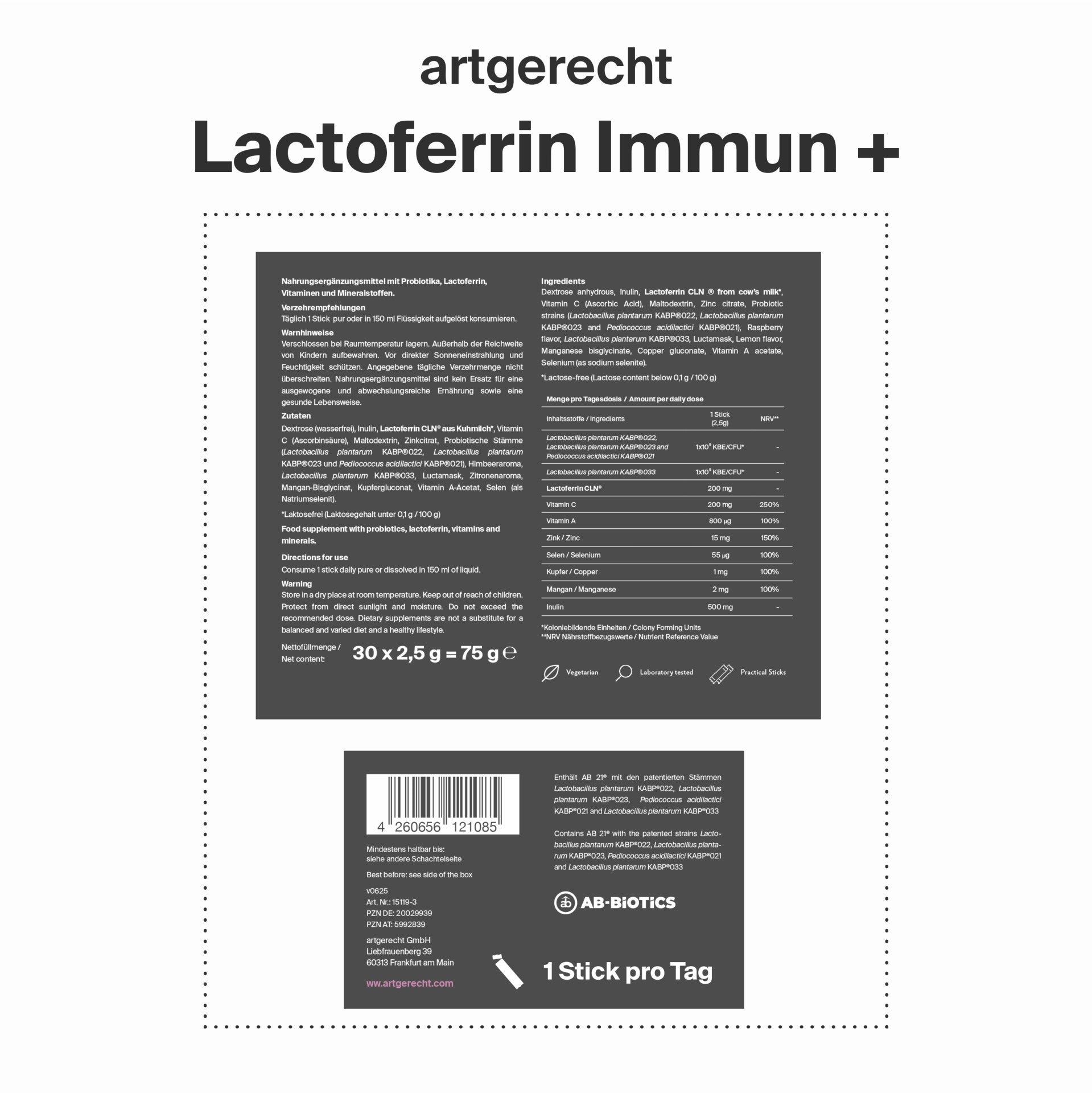 Artgerecht - Lactoferrin Immun+ - 30 sticks