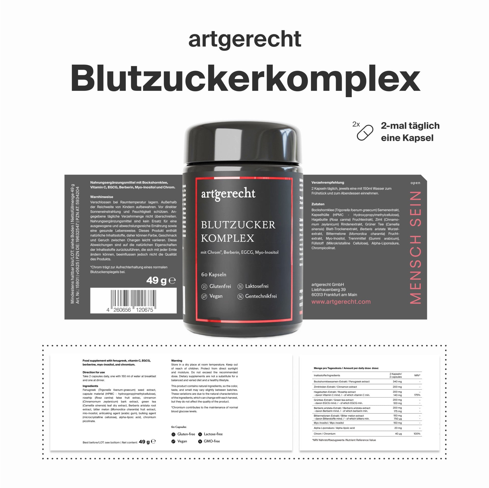 Artgerecht - Blutzucker Komplex - 60 Kapseln