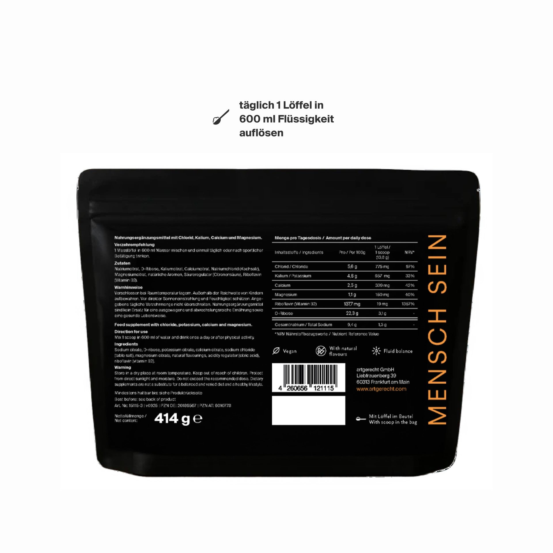 Artgerecht - Elektrolyte Plus Orange - 414g