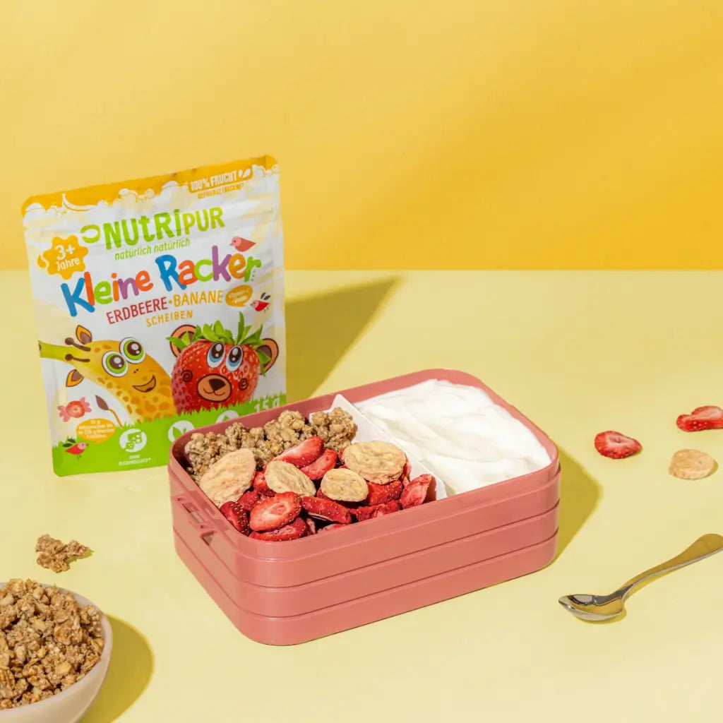 Nutripur Gefriergetrocknete Früchte, Kleine Racker – Erdbeere-Banane - 15 g (15 Tüten)