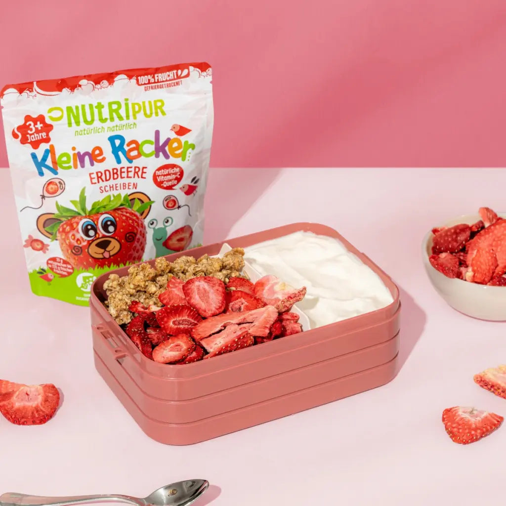 Nutripur Gefriergetrocknete Früchte, Kleine Racker – Erdbeere - 15 g (15 Tüten)