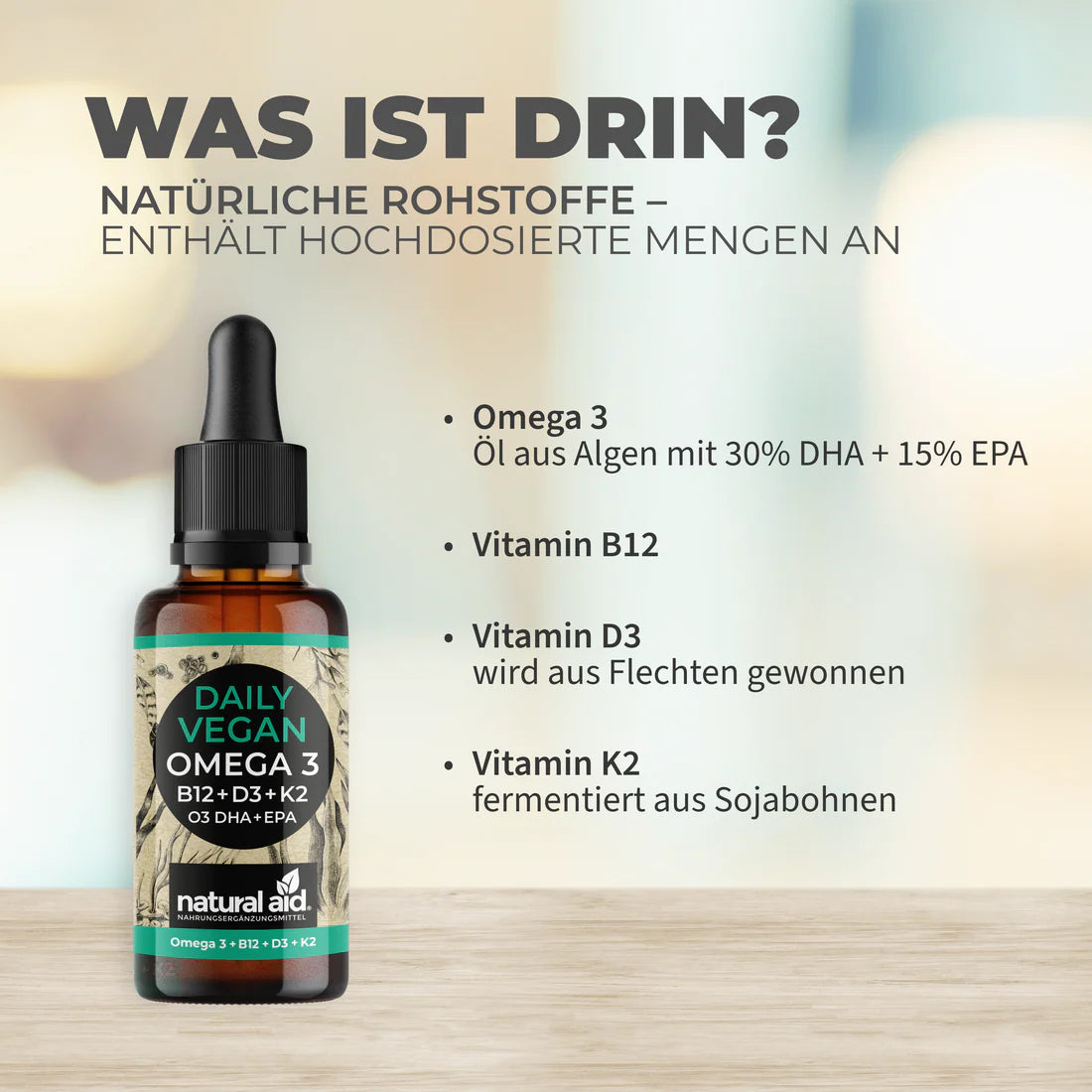 Natural Aid - Daily Vegan Omega 3 - 20 ml
