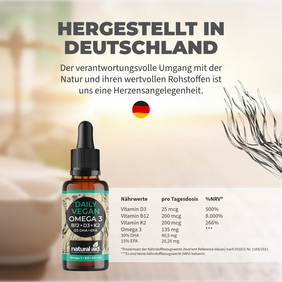 Natural Aid - Daily Vegan Omega 3 - 20 ml
