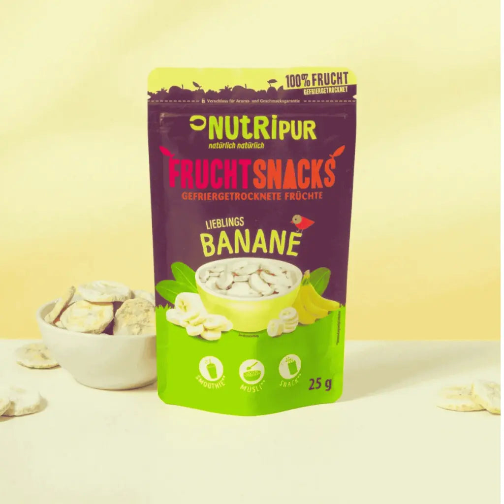 Nutripur Gefriergetrocknete Bananen - 100 g (10 Tüten)