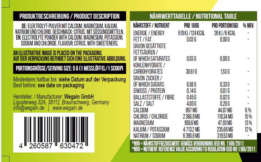 #Wegain - Elektrolyte Pulver – Citrus - 120 g