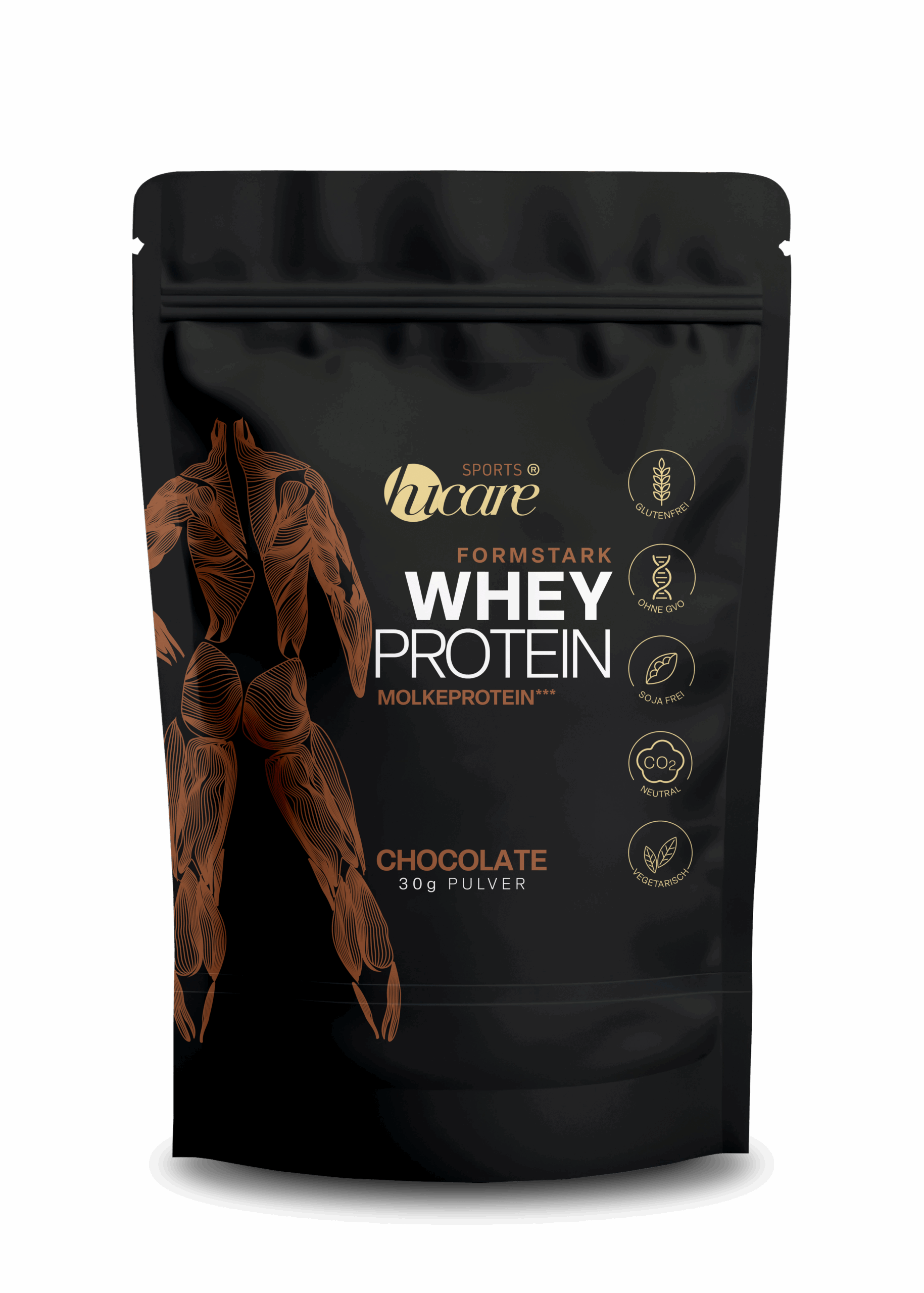 HuCare - WHEYPROTEIN chocolate – 30 g (Tray à 10 Stück)