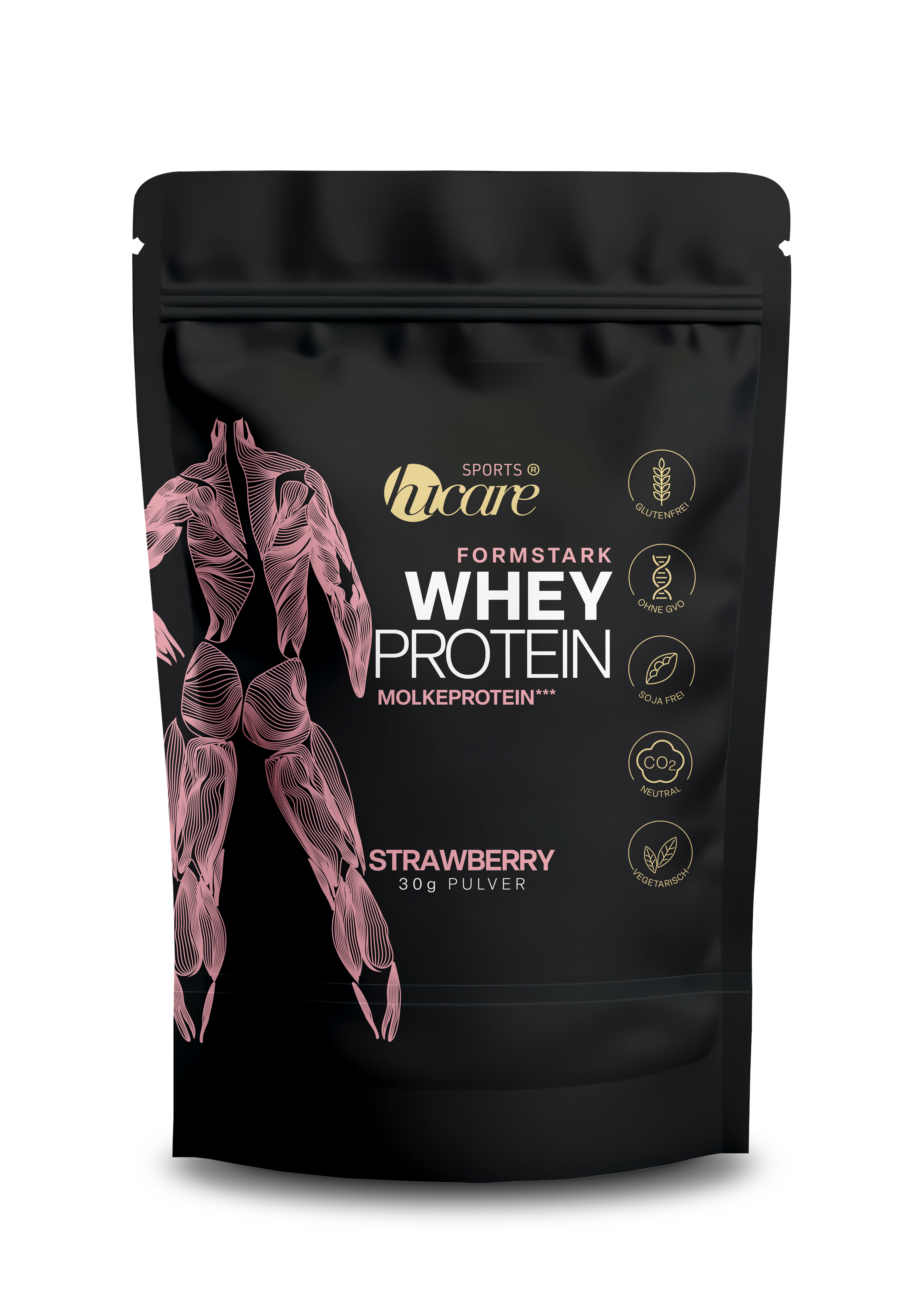 HuCare - WHEYPROTEIN Strawberry – 30 g (Tray à 10 Stück)