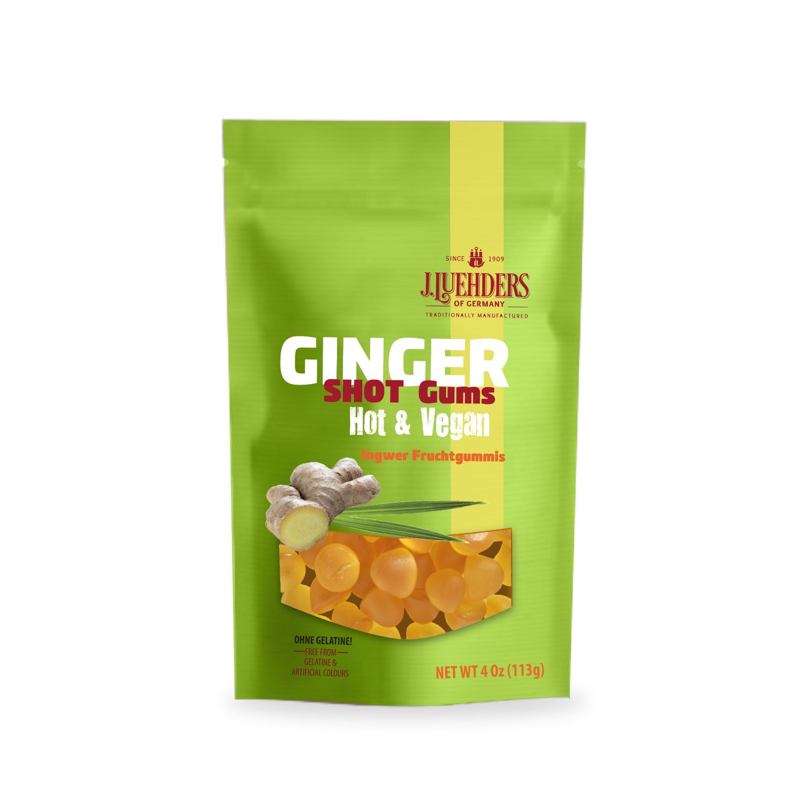 Vegane Hot Ginger Shot Gummis mit natürlichem Ingweröl