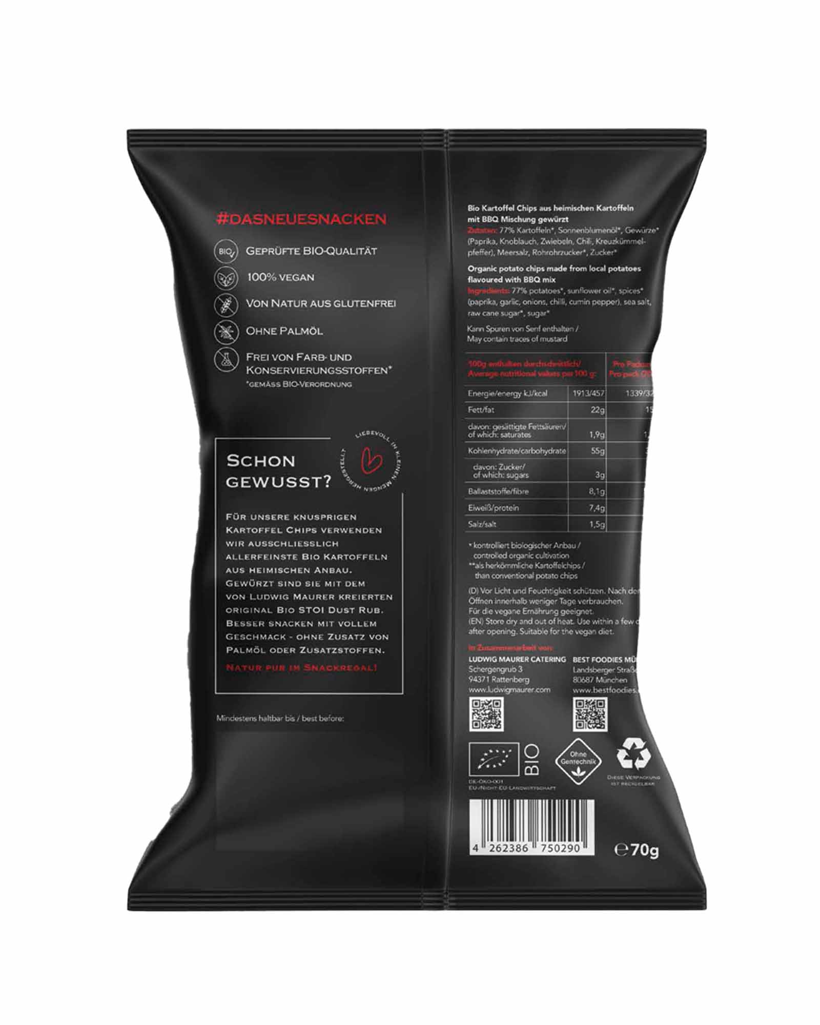 Best Foodies - Bio kartoffel chips - BBQ by Ludwig Maurer - 70g (10 Stück je VPE)