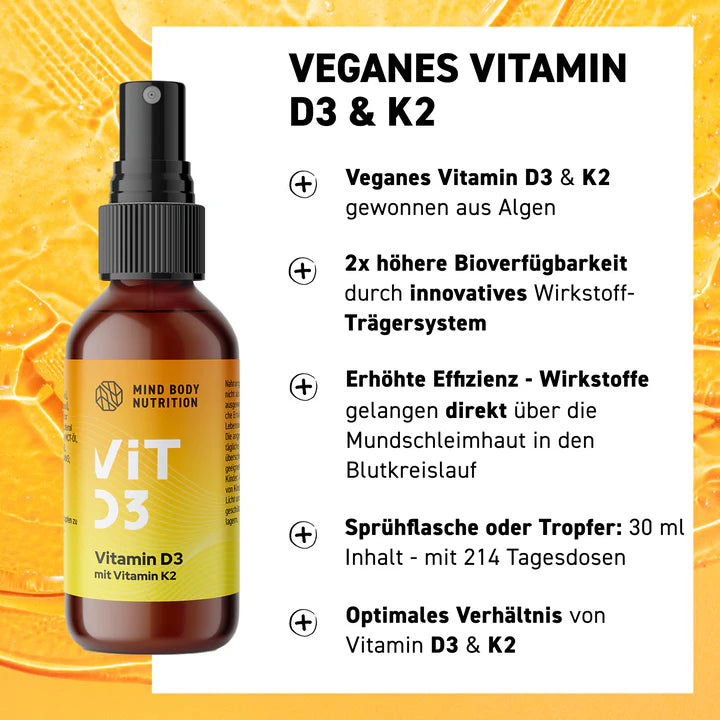 Mind Body Nutrition VITAMIN D3 & K2 VEGAN 30 ml (5 Stück) Wegain
