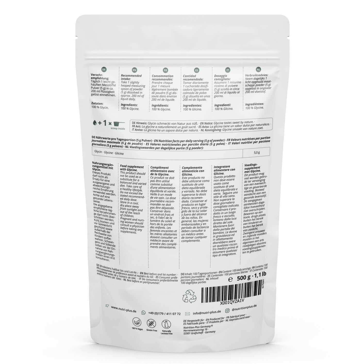 Nutri+ - Glycin Pulver