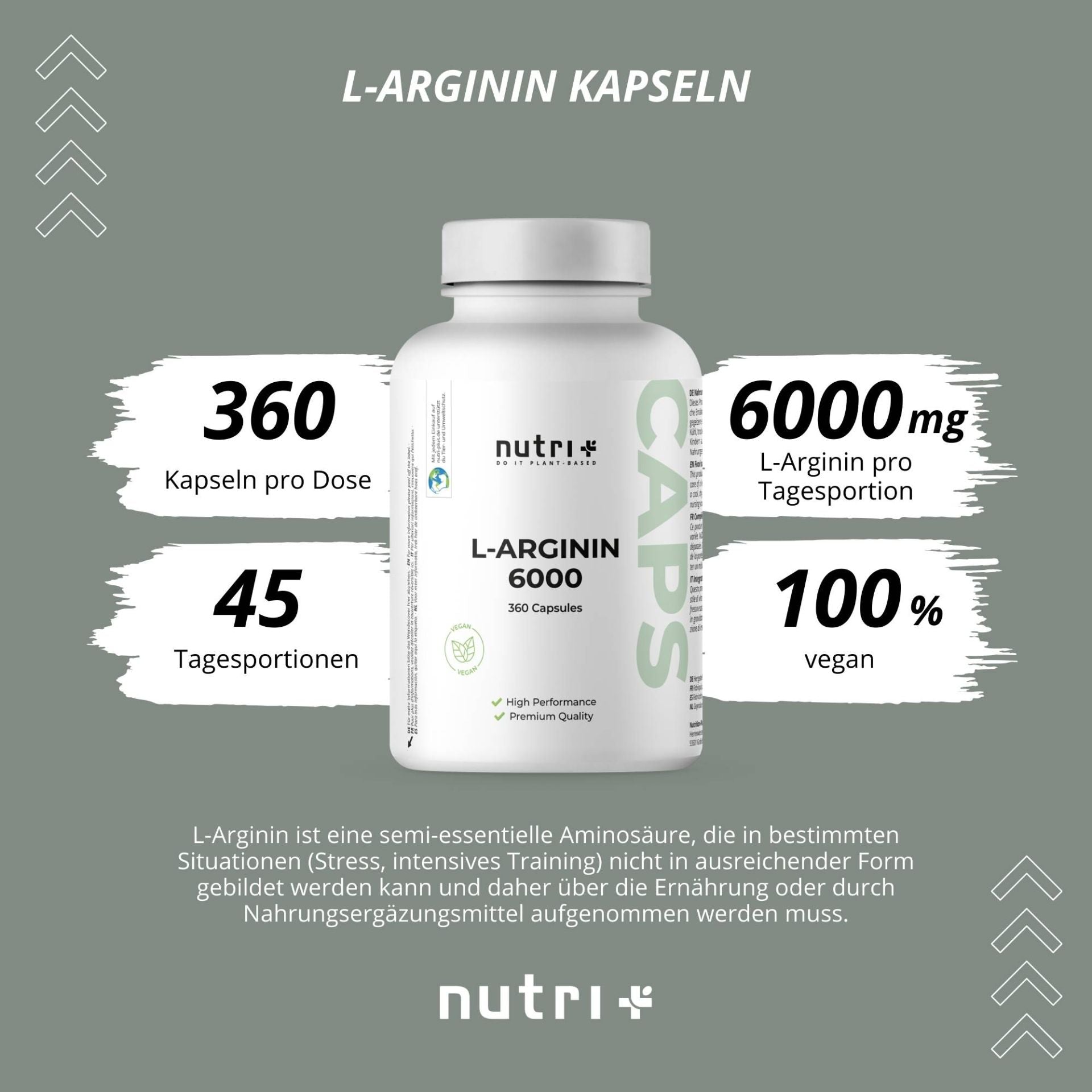 Nutri+ - L-Arginin 6000 - 360 Kapseln