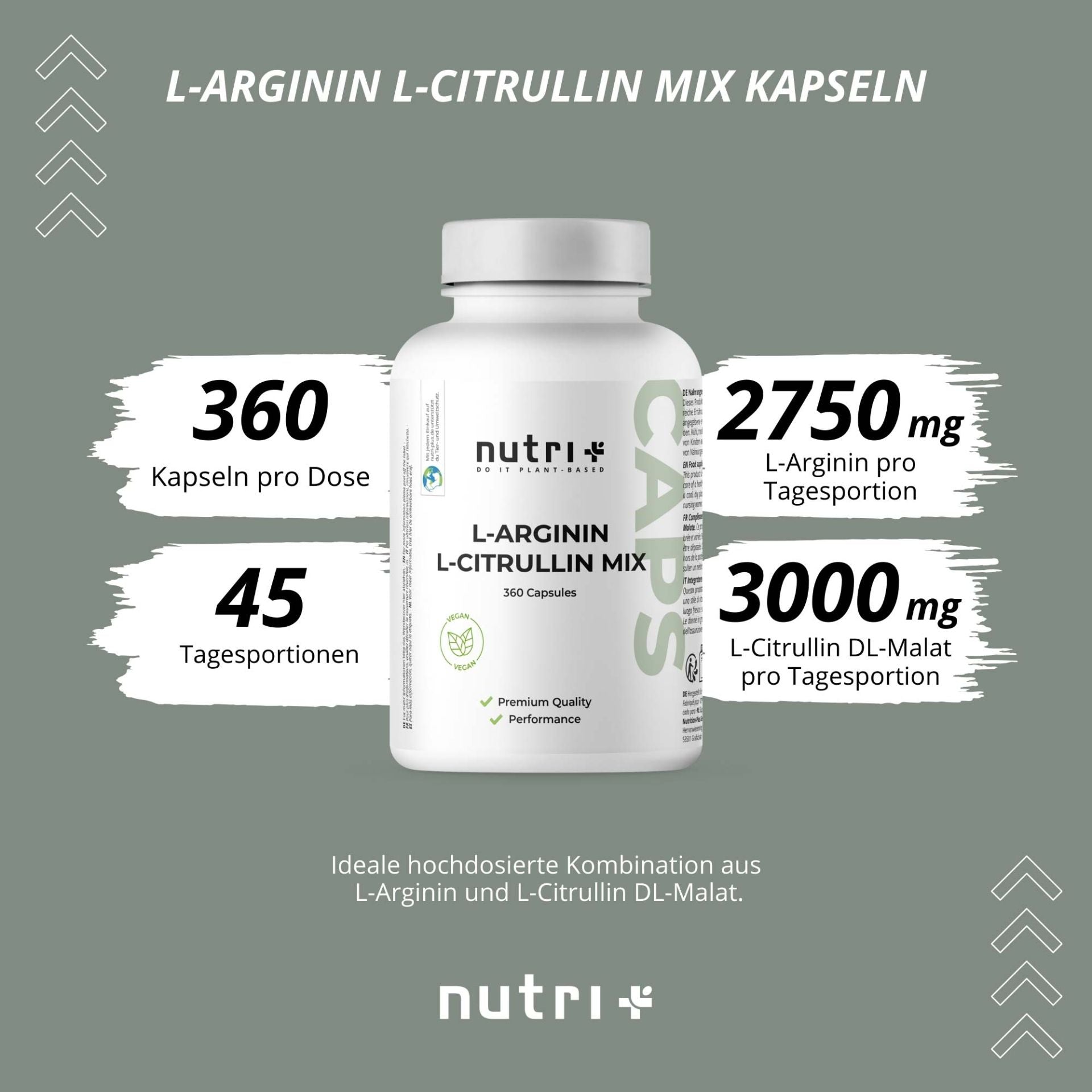 Nutri+ - L-Arginin L-Citrullin Mix - 360 Kapseln